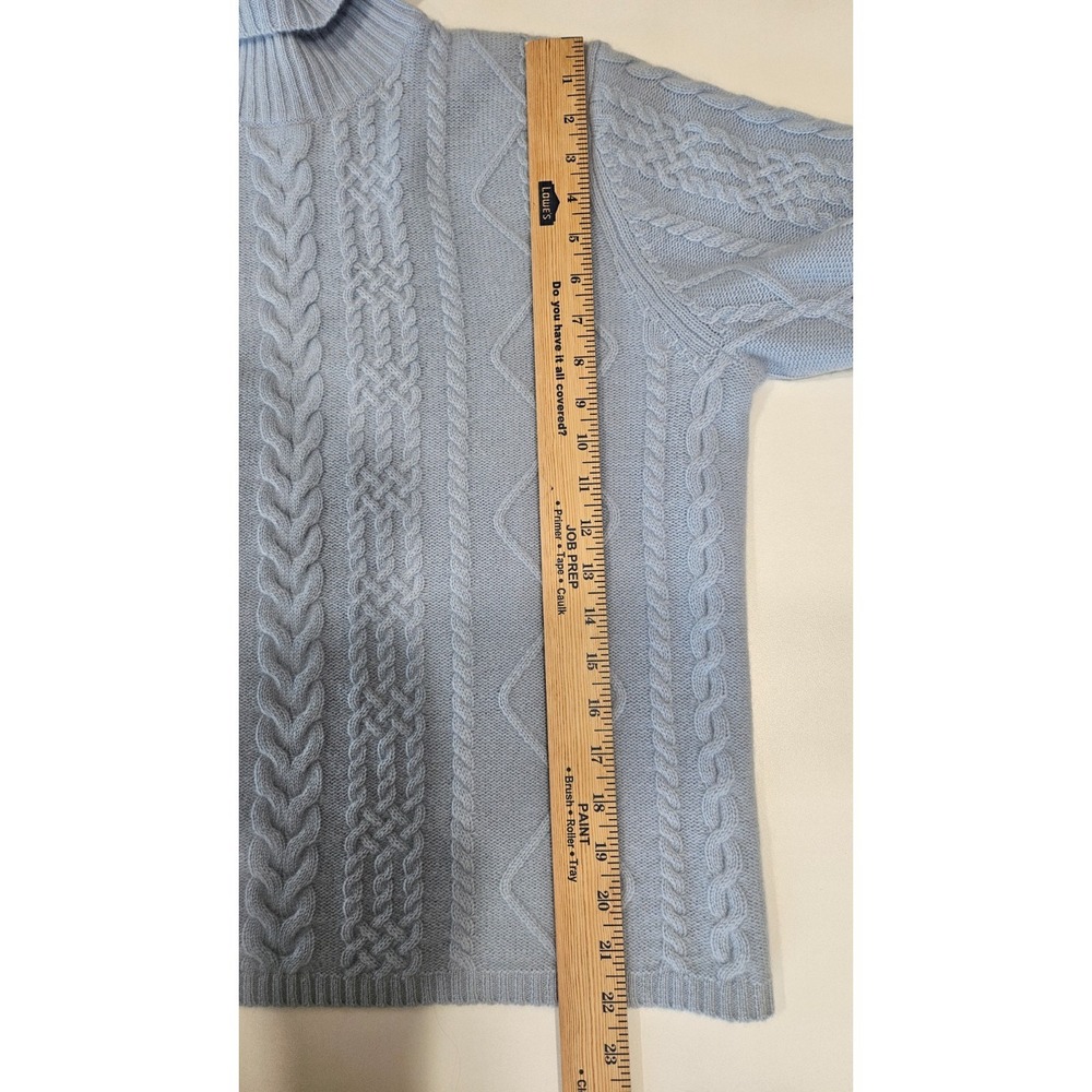 VINTAGE Precious Fibers 100% Cashmere Cable Knit Sweater Ice Blue Large FLAWLESS - Picture 6 of 7